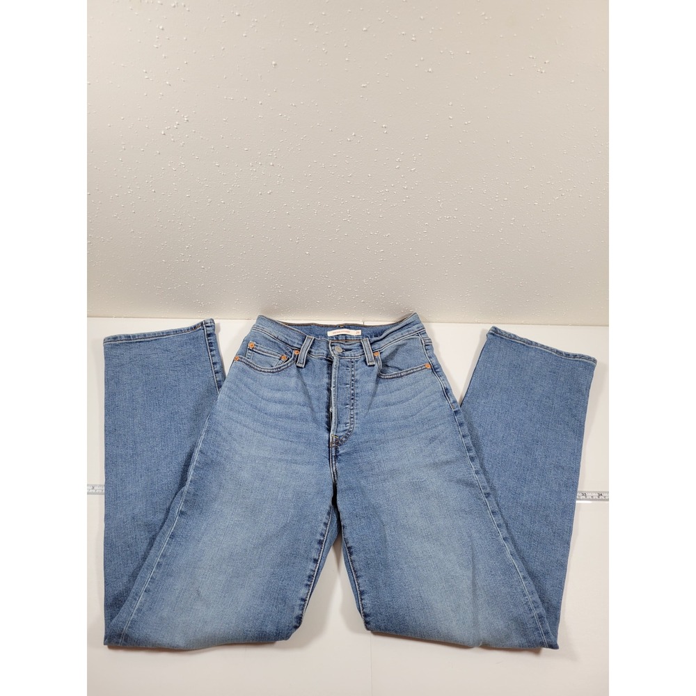 Levi's Ribcage Straight Jeans Womens 26 Blue Excellent High Rise Button Fly